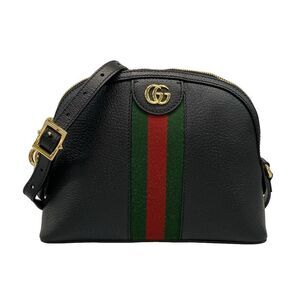 Gucci Shoulder Bag Ophidia 719881 Black X Green X Red Leather